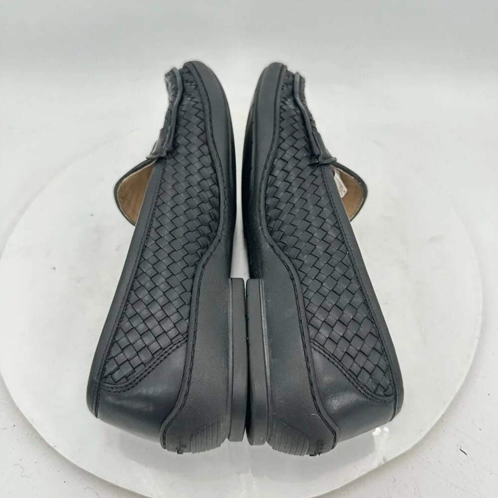 Salvatore Ferragamo Women Size 8 4A Black Woven Leather Loafer Slip On Flat Shoe - Picture 6 of 11